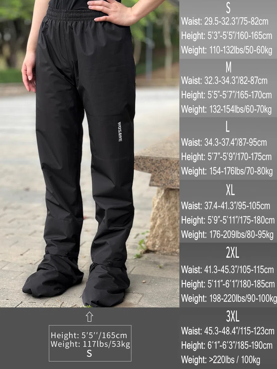WOSAWE Pantaloni Impermeabili Unisex Leggeri Traspiranti da Moto Antipioggia Antivento Pantaloni da Trekking con Copertura per Scarpe
