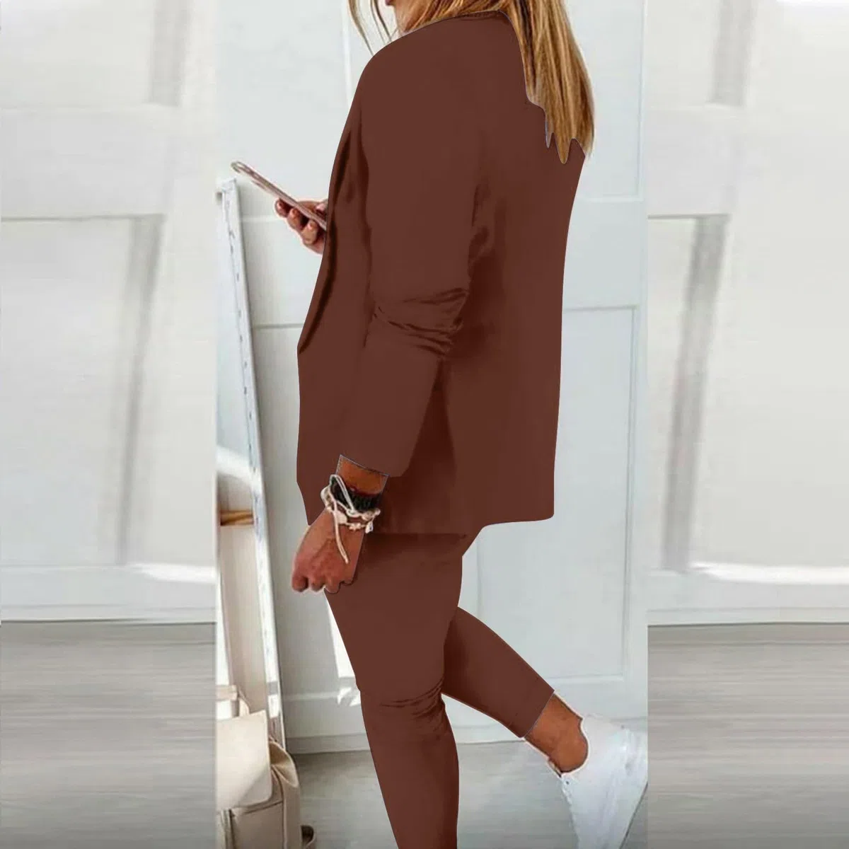 Tailleur Donna Curvy 2 Pezzi Elegante Completo da Donna Maniche Lunghe Ufficio Blazer Leggeri Completi di Pantaloni e Blazer da Cerimonia con Completo Pantalone/Gonna