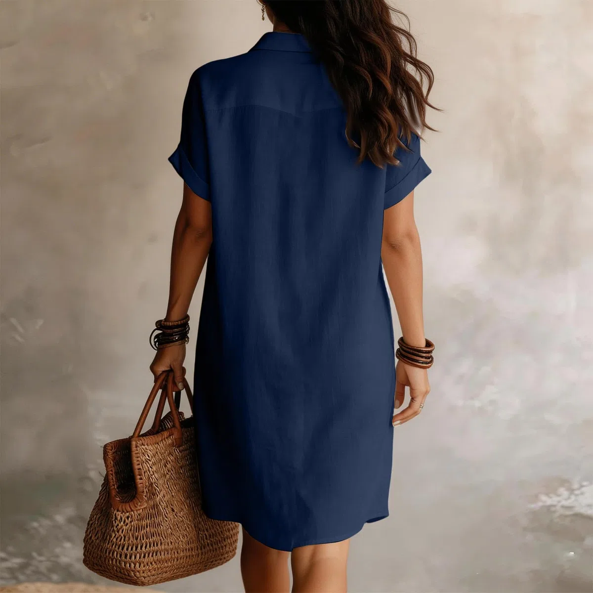 Abito Estivi da Donne A Maniche Corte in Tinta Unita Camicetta con Bottoni Abiti Camicia Leggero E Arioso Abiti T-Shirt Casual Abiti da Spiaggia Boho Ampio Prendisole Leggero
