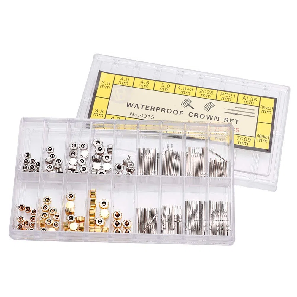 Akozon Kit Orologio con Corona e Stelo da 8 Mm, Set da Barra per Strumento di Riparazione Dell'orologio Accessorio di Ricambio Molla della Corona in Acciaio Inossidabile