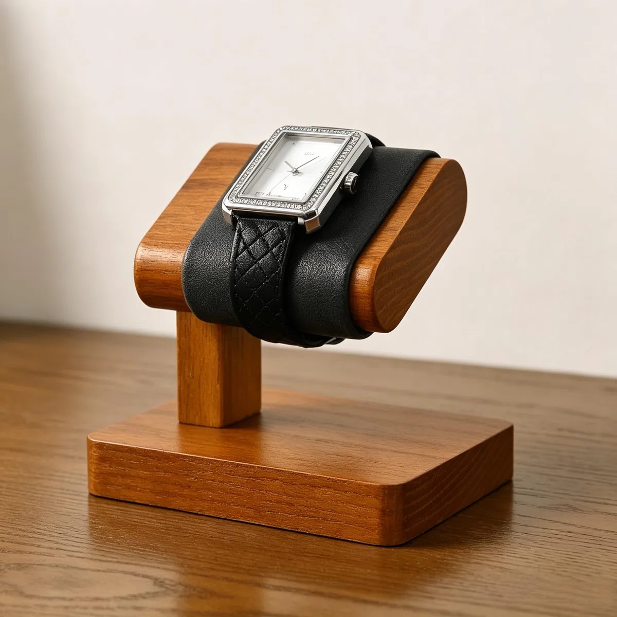 Oirlv Supporto per orologi in legno massiccio, semplice da uomo, in legno Ideale come regalo per lui (nero)
