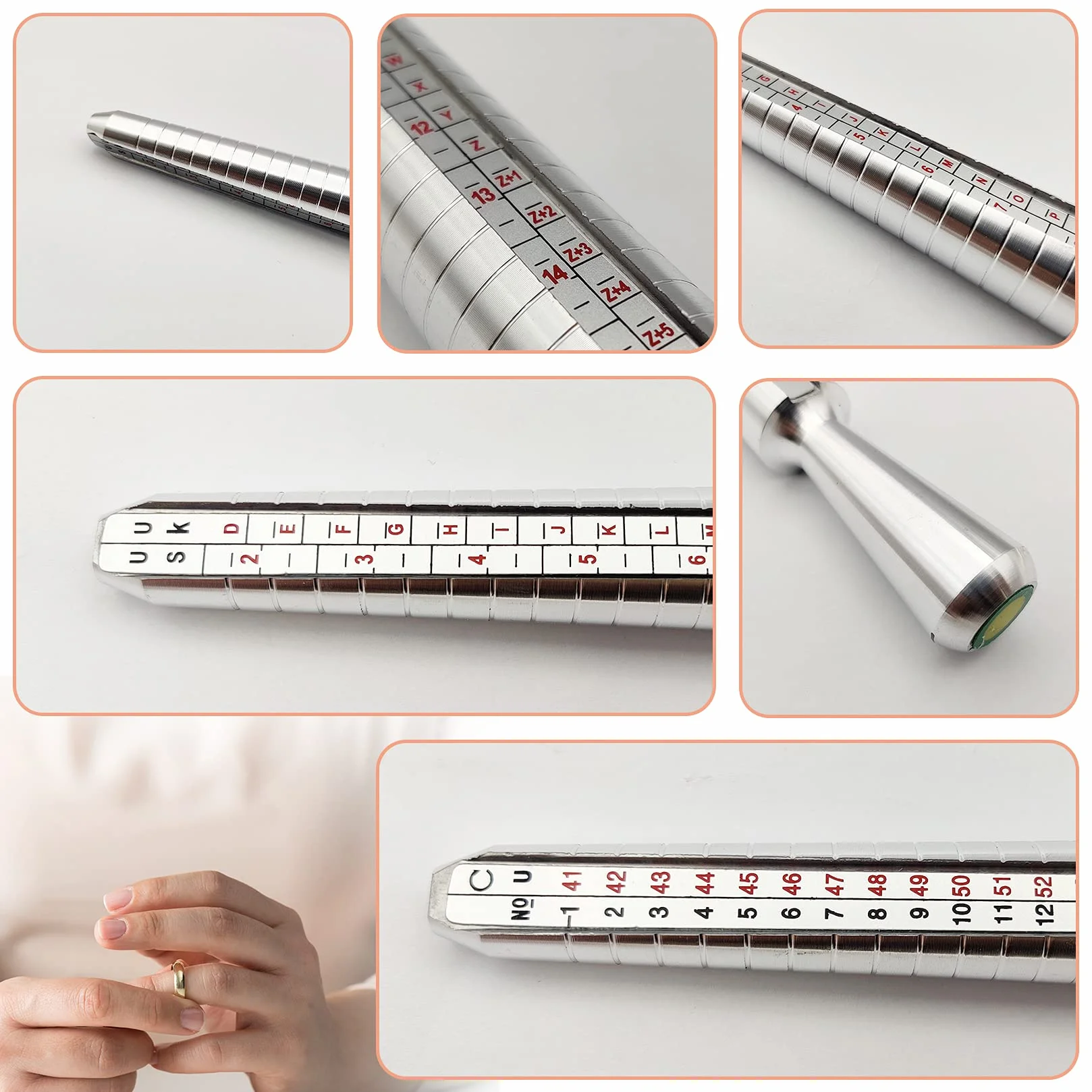 Set di Misurazione per Anelli, Misuratore Anelli, Calibro per Anelli Mandrino Misura, Anello Sizer Calibro Dita Kit, Finger Gauge Utensili Kit per Gioielli