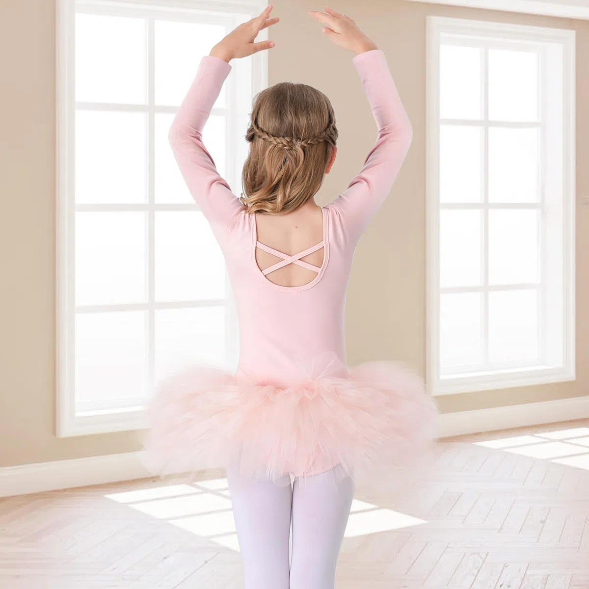 Bezioner Ragazza Tutu per Danza Body da Balletto Leotard Vestito Ginnastica Manica Lunga