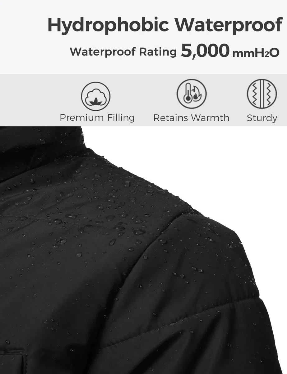 Wantdo Giacca Invernale da Uomo Caldo Giubbotto con Cappuccio Regolabile Trapuntato Idrorepellente Cappotto da Lavoro Outdoor