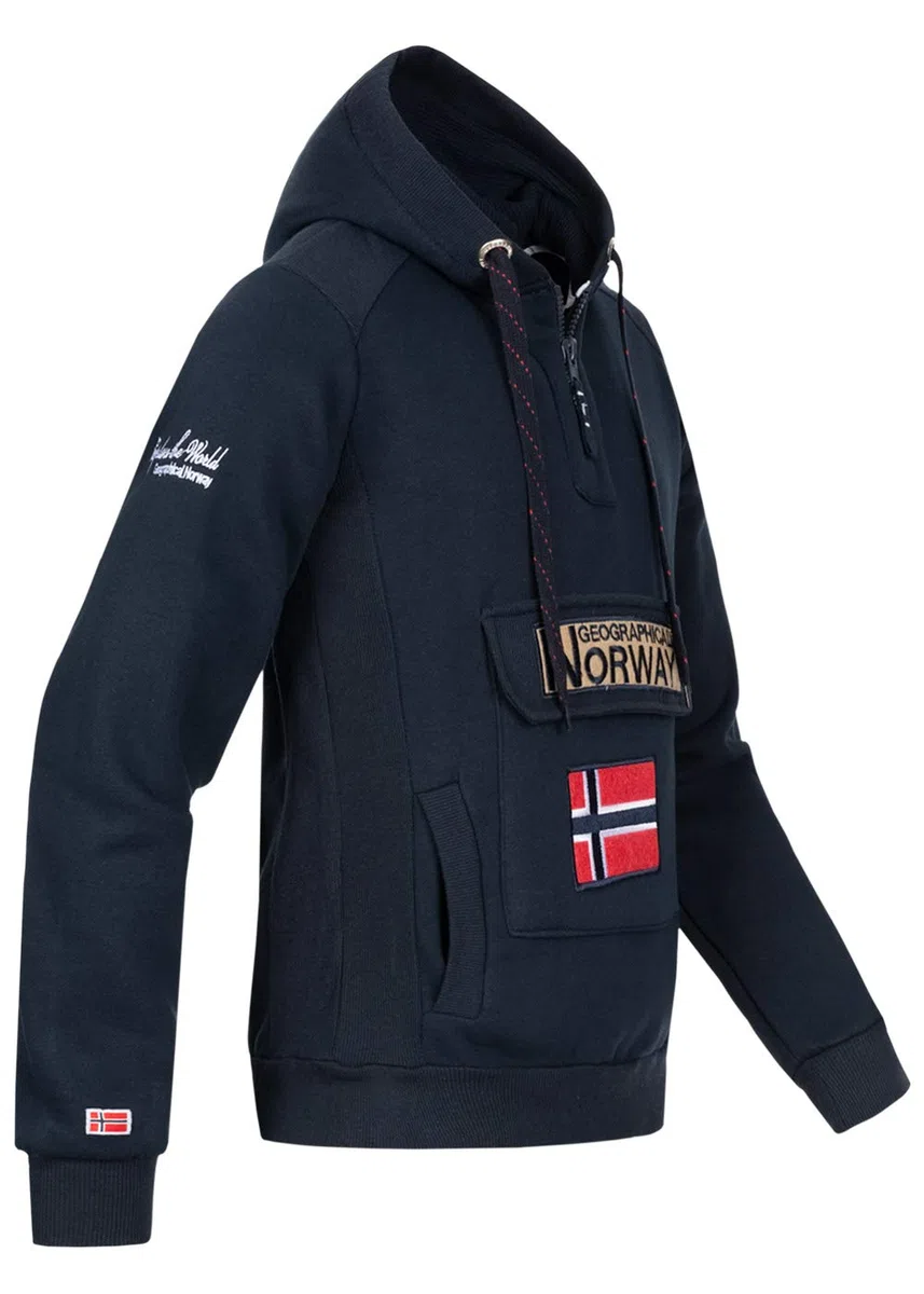 Geographical Norway Gymclass Men - Felpa Cappuccio con Tasca A Canguro Uomo - Felpa Pullover Hoody Caldo A Maniche Lunghe - Abito Ideale Primavera Estate Autunno Inverno