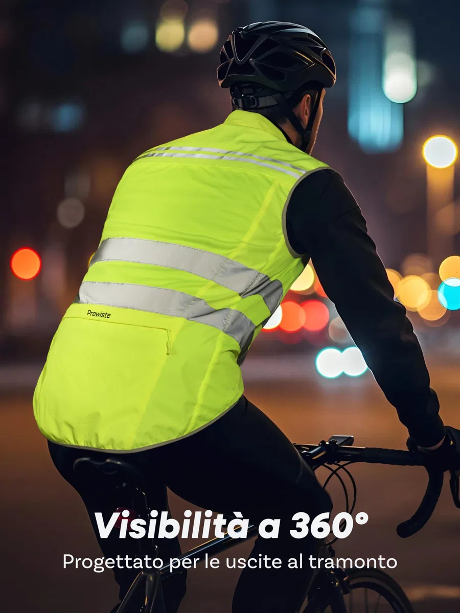 Prowiste Gilet Catarifrangente Ciclismo Uomo e Donna - Alta Visibilità in Giallo Neon & Strisce Riflettenti – Traspirante (Mesh) – Con Tasca Posteriore