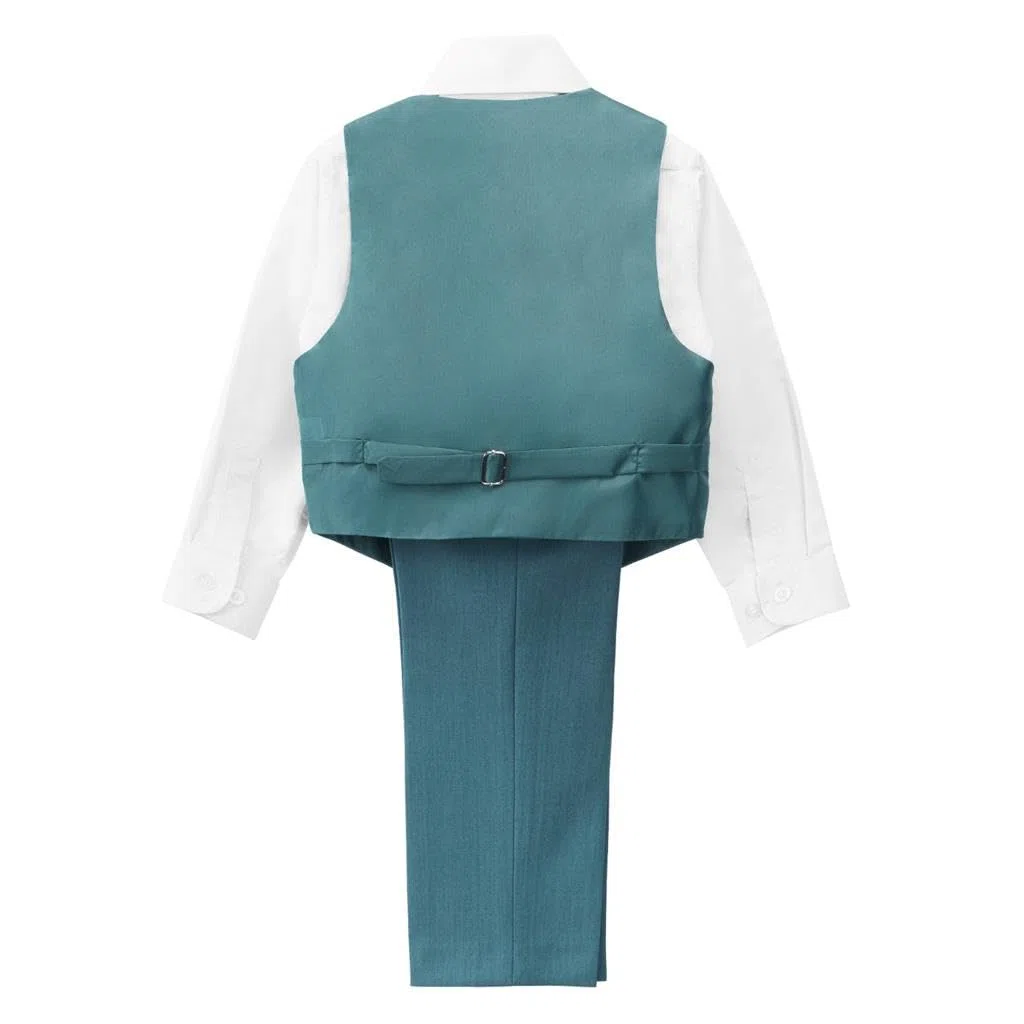 Lito Angels Completo da Sposo 5 Pezzi Taglio Slim per Bambini Ragazzo - Set Formale per Matrimoni (Giacca/Panciotto/Camicia/Pantaloni Regolabili/Cravatta) - Taglie 2-7 Anni - Blu/Verde/Rosa
