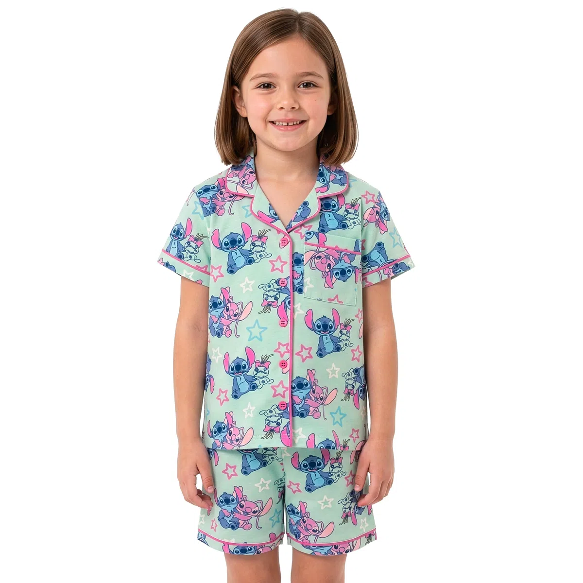 Disney Lilo & Stitch Pigiama Bambina, Pigiama Ragazza Estivo con Angel e Stitch