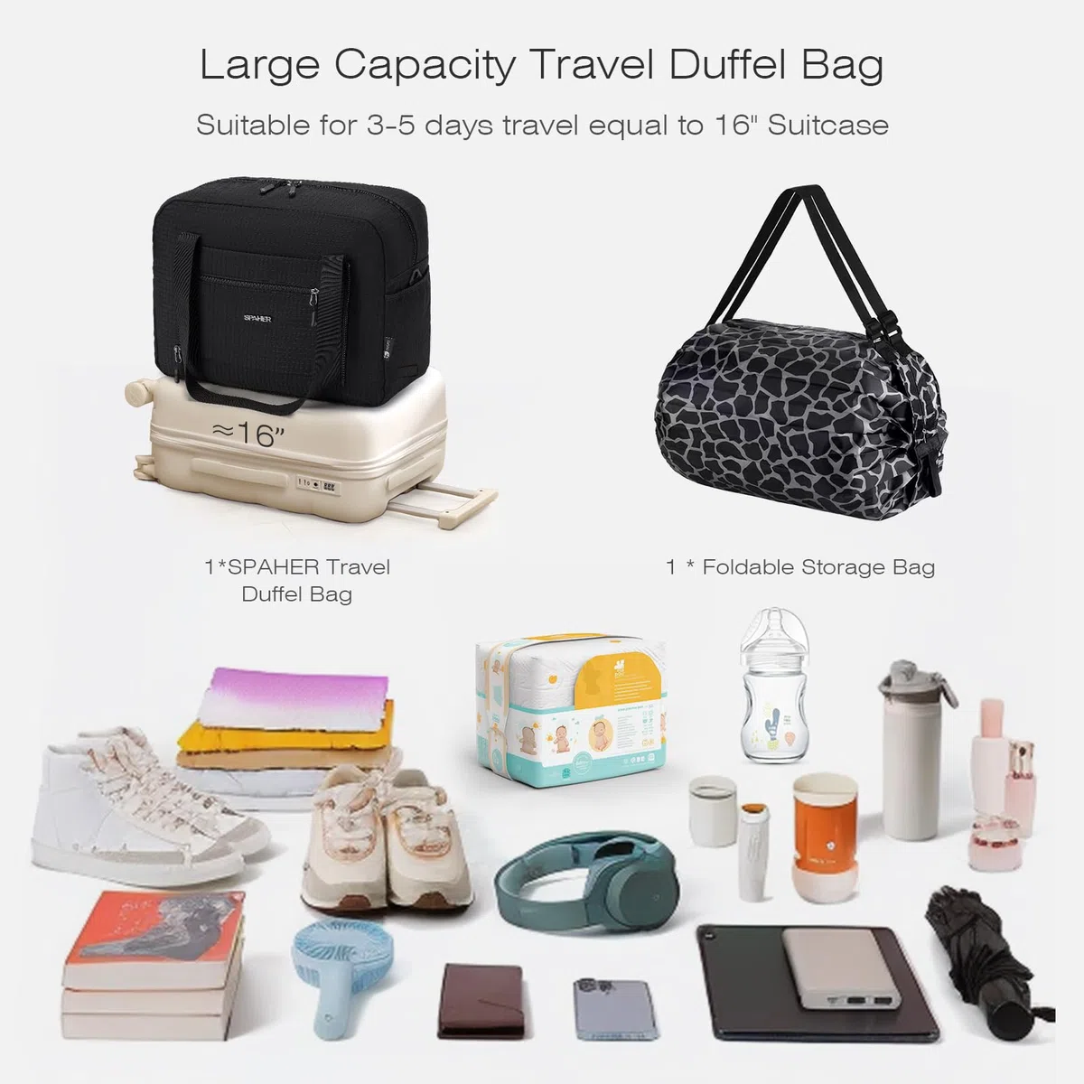 SPAHER 2X Borsone da Viaggio British Airways 40x30x15 Bagaglio a Mano Borsone Palestra Sportiva Grande 20L Donna Uomo Impermeabile Borsa da Viaggio Piscina Fitness on Tasca Umida Travel Bag
