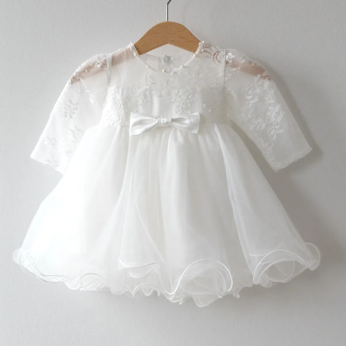 Abito da Battesimo per Bambina in Tulle a Maniche Lunghe M28