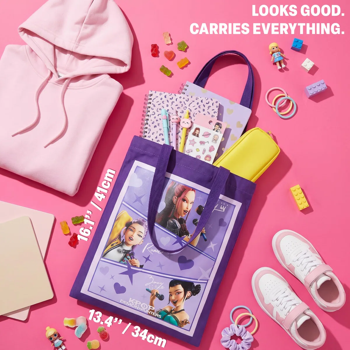 Get Trend Huntrix Kpop Demon Hunters Tote Bag per Ragazze, Borsa Spalla Comoda Ideale per Scuola, Concerti, Uscite, Shopping e Regalo