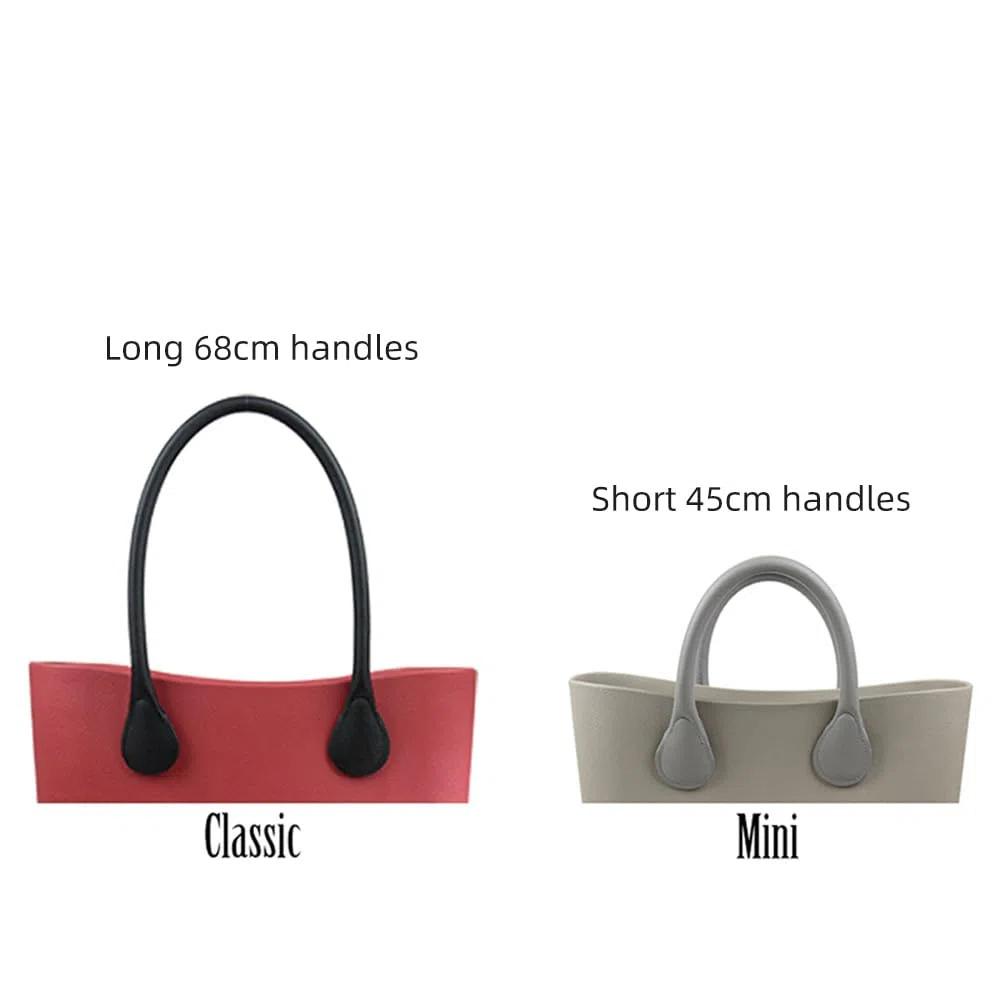 Nuovo 1 paio di manici corti e lunghi in pelle PU rotondi per Obag Classic Mini O bag accessori di ricambio per tracolle. (Bianco 68 cm)