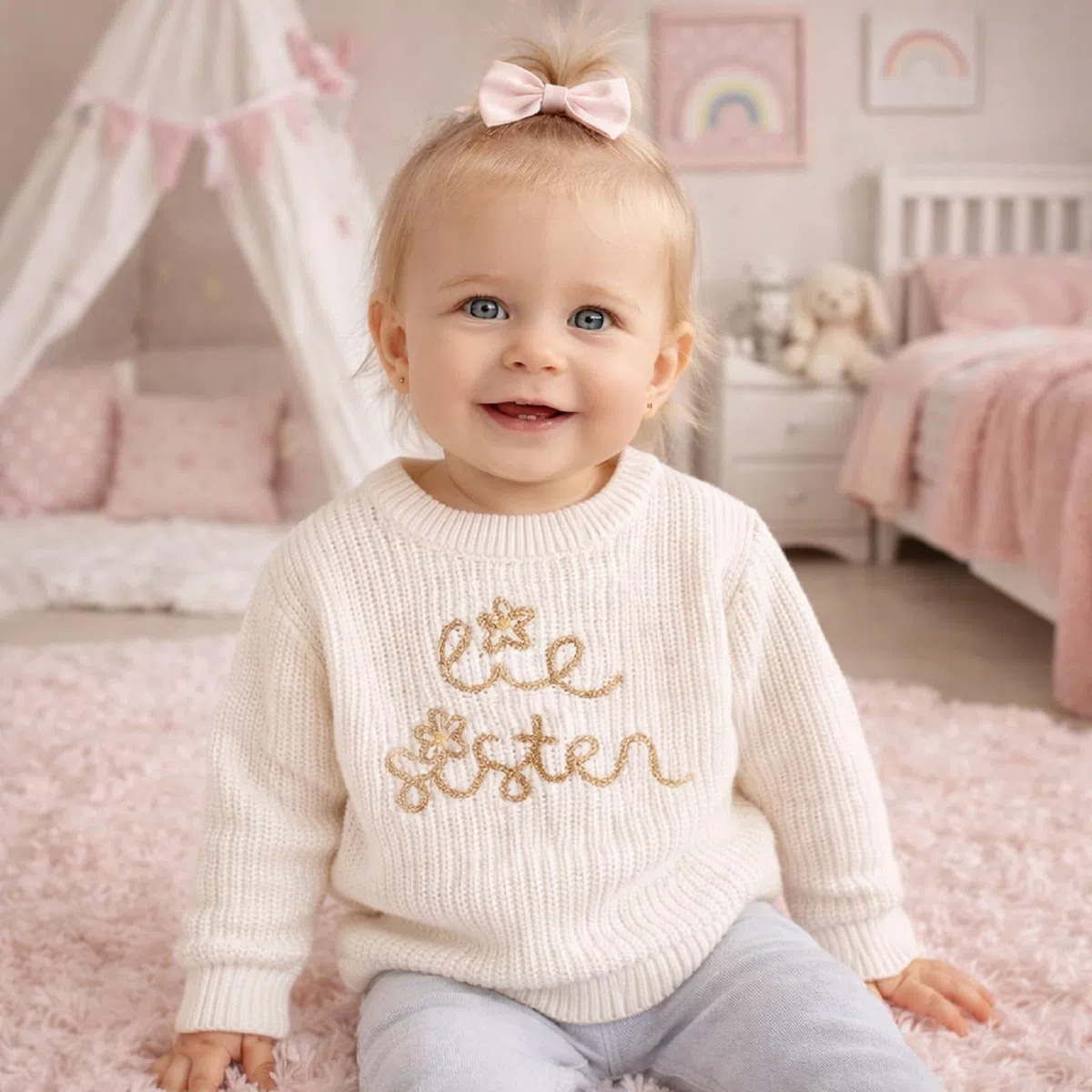 Toddler Baby Girls Maglione Invernale a Maglia Sorella Abbinata Ponticello Chunky Pullover Manica Lunga Maglieria Top per Bambini