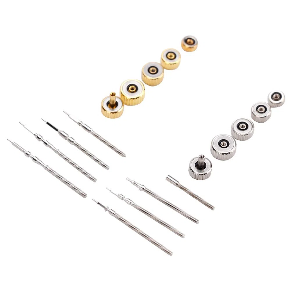 Akozon Kit Orologio con Corona e Stelo da 8 Mm, Set da Barra per Strumento di Riparazione Dell'orologio Accessorio di Ricambio Molla della Corona in Acciaio Inossidabile