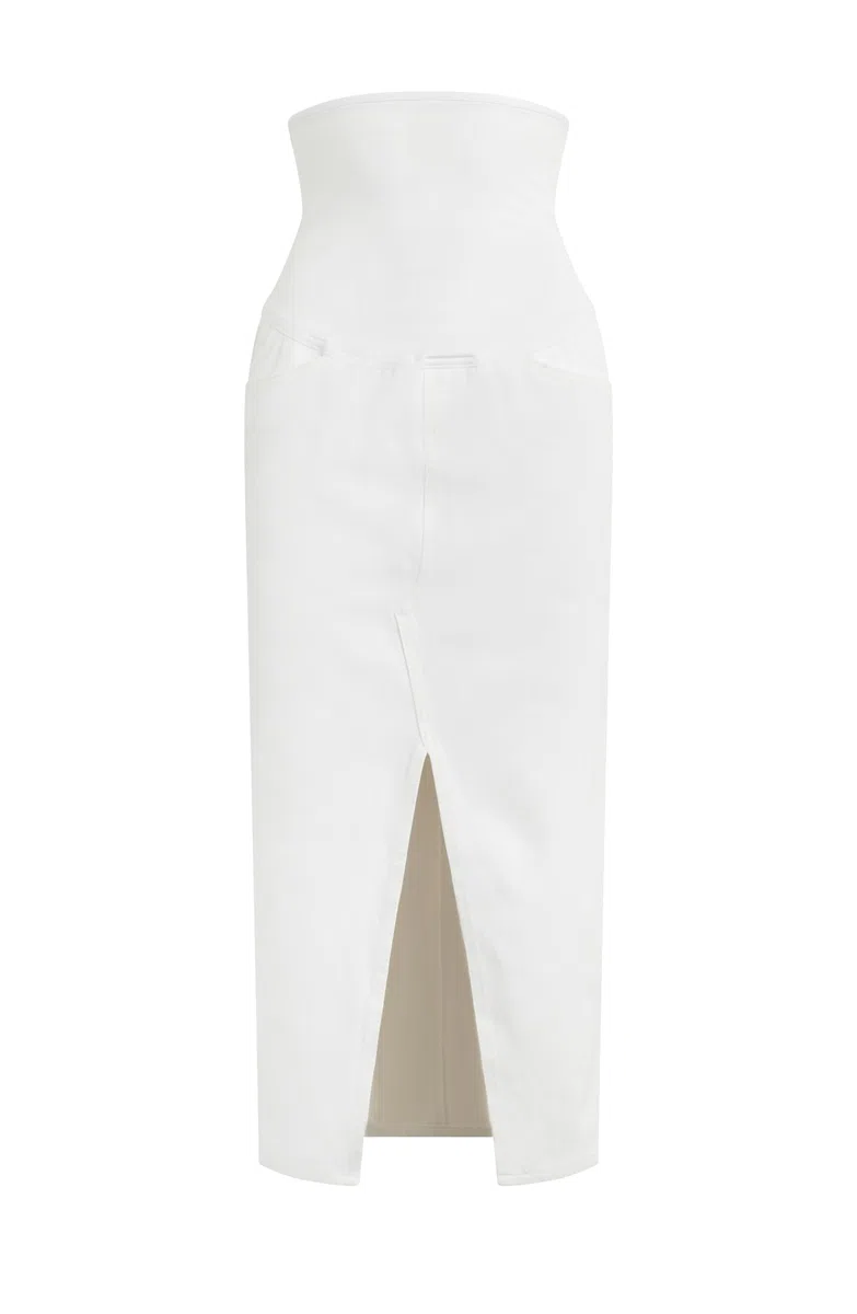 Hudson Gonna Jeans Midi con Fascia Addominale E Spacco Frontale Gonna Donna