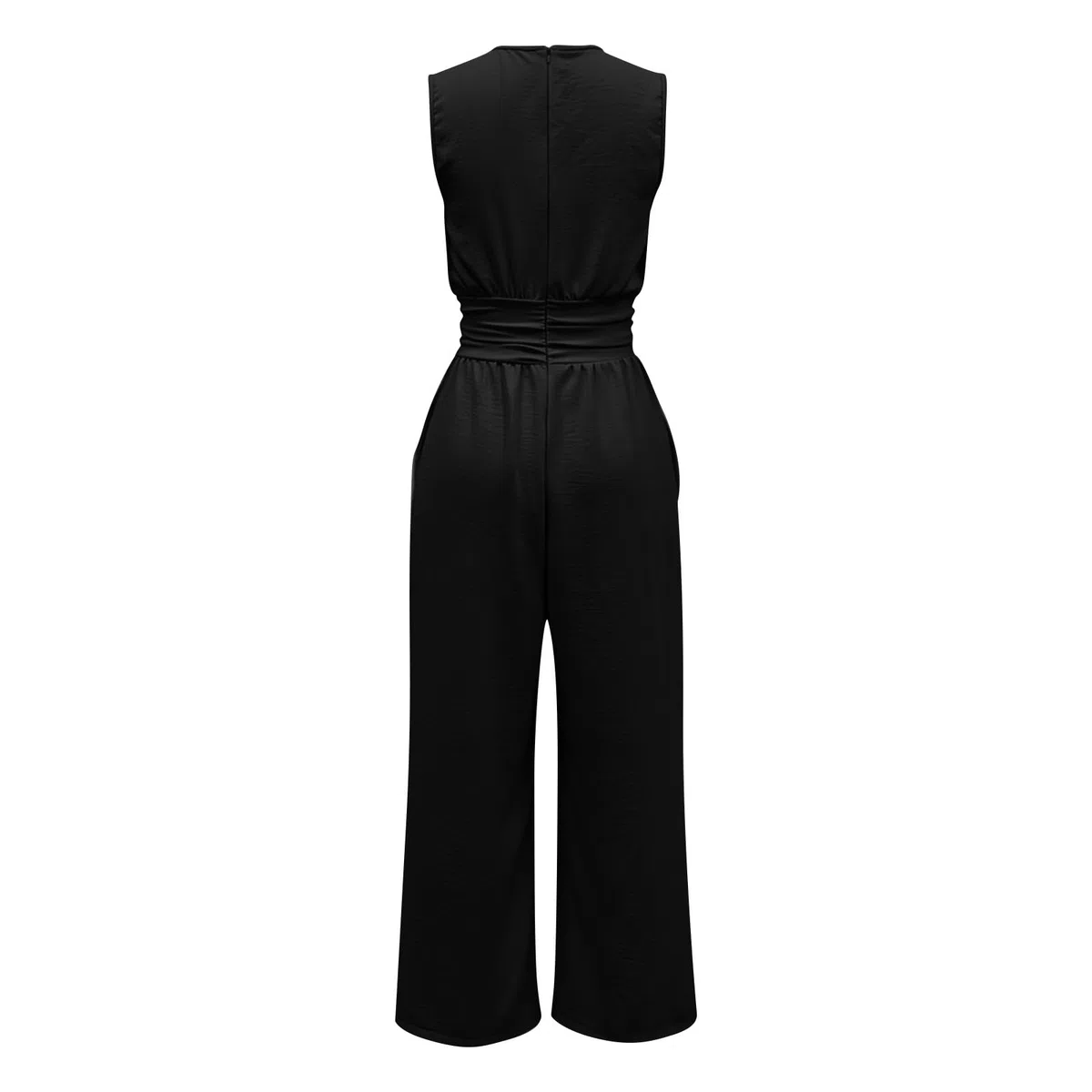 Tuta Elegante Donna Cerimonia Intera, Jumpsuit Lunga Curvy Senza Maniche Scollo a V, Salopette Estiva Pantaloni Larghi Slim Fit con Tasche, Overalls Casual Cocktail, Jumpsuits Festa Da Sera