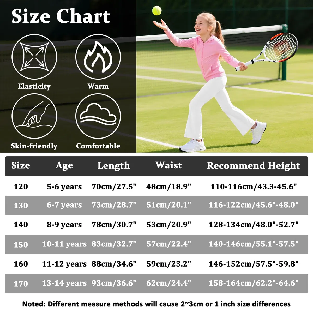 JinBei Flared Leggings per Bambina Elasticizzati Legging Vita Alta Bootcut Bambini Comodi Lunghi Pantaloni Svasati Fodera Spazzolata Abbigliamento Ragazza per Danza Sportivi Casual, 5-14 Anni