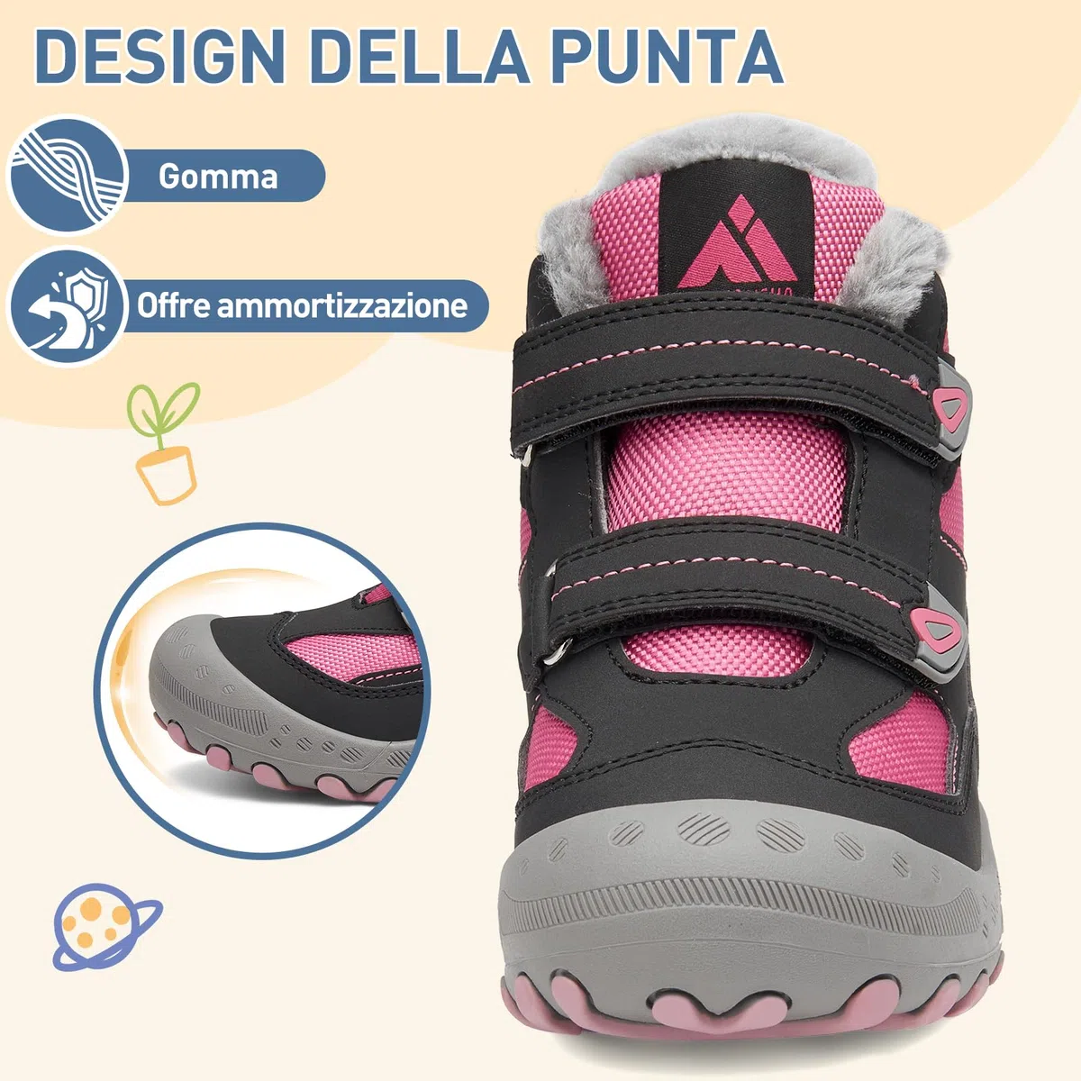 Mishansha Scarpe Invernali Bambini Antiscivolo Stivaletti Neve Bambina Caldo da Trekking Bambino 24-38 EU
