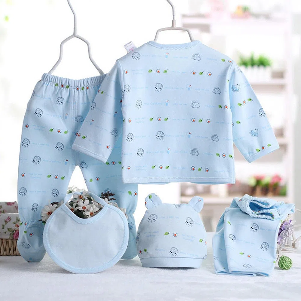 Gajaous 5PCS Neonato 0-3M Ragazzi Ragazze Bambino Cotone Crescere Abbigliamento Set Cappello Pantaloni Completo Playsuit Outfit