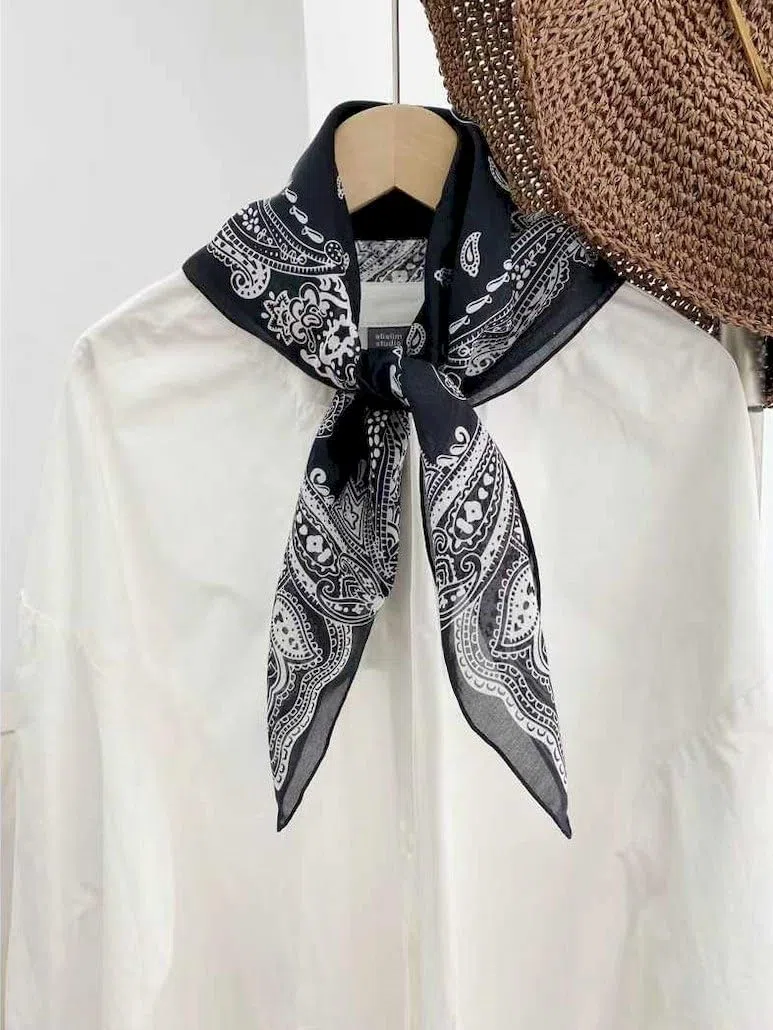 Foulard in seta e cotone 65x65 cm per Donna e Uomo – Sciarpa quadrata, elegante e leggera, perfetta per l'estate e la primavera