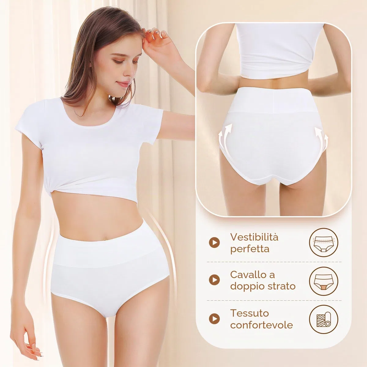 Falechay Mutanda Donna Vita Alta Cotone Slip Traspirante Confortevole Pacco da 5