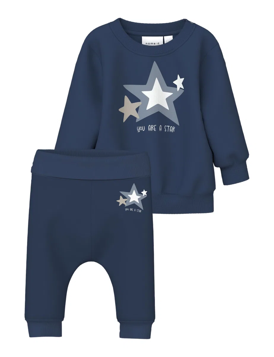 NAME IT Nbmvonne LS Sweat Box Bru Set, Blu (Insignia Blue), 74