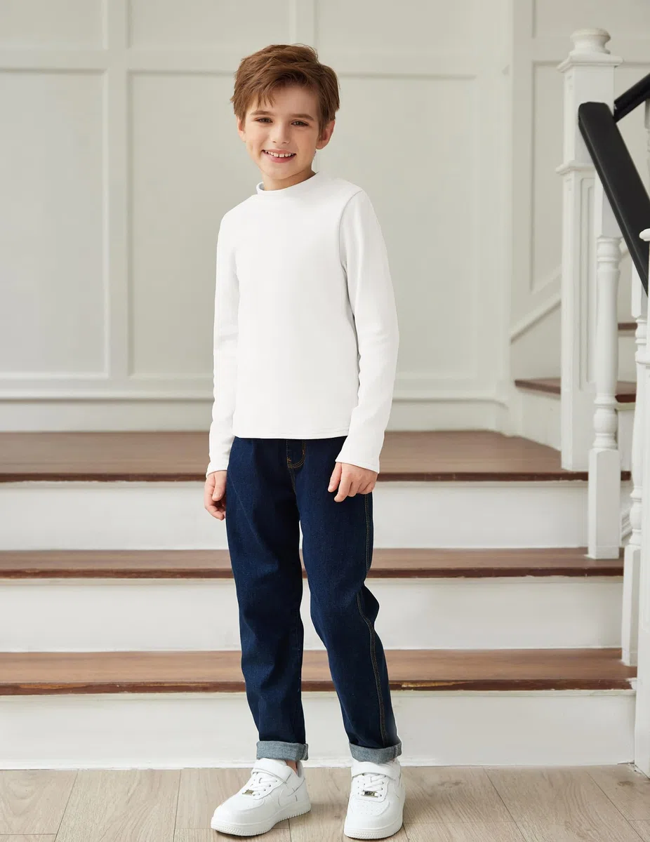 Arshiner Maglia Termica Bambino Intimo Termico per Ragazzi Maniche Lunghe, Tinta Unita Maglia/Calzamaglia Bambini Strato Base Intimo Termico Alto 5-12 Anni