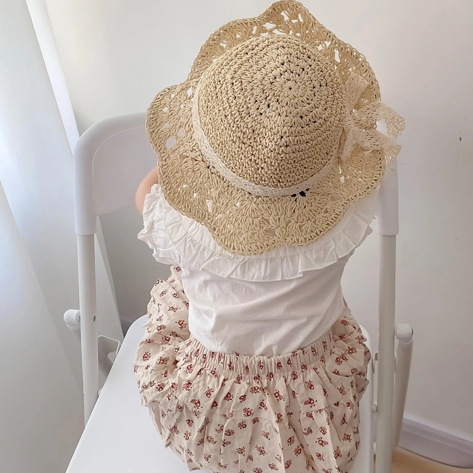 Winmany Cappello Paglia per Bambina Cappello Sole Estivo per Bambini con Fiocco Cappelli Pieghevoli per La Protezione Solare della Spiaggia per 2-6 Anni