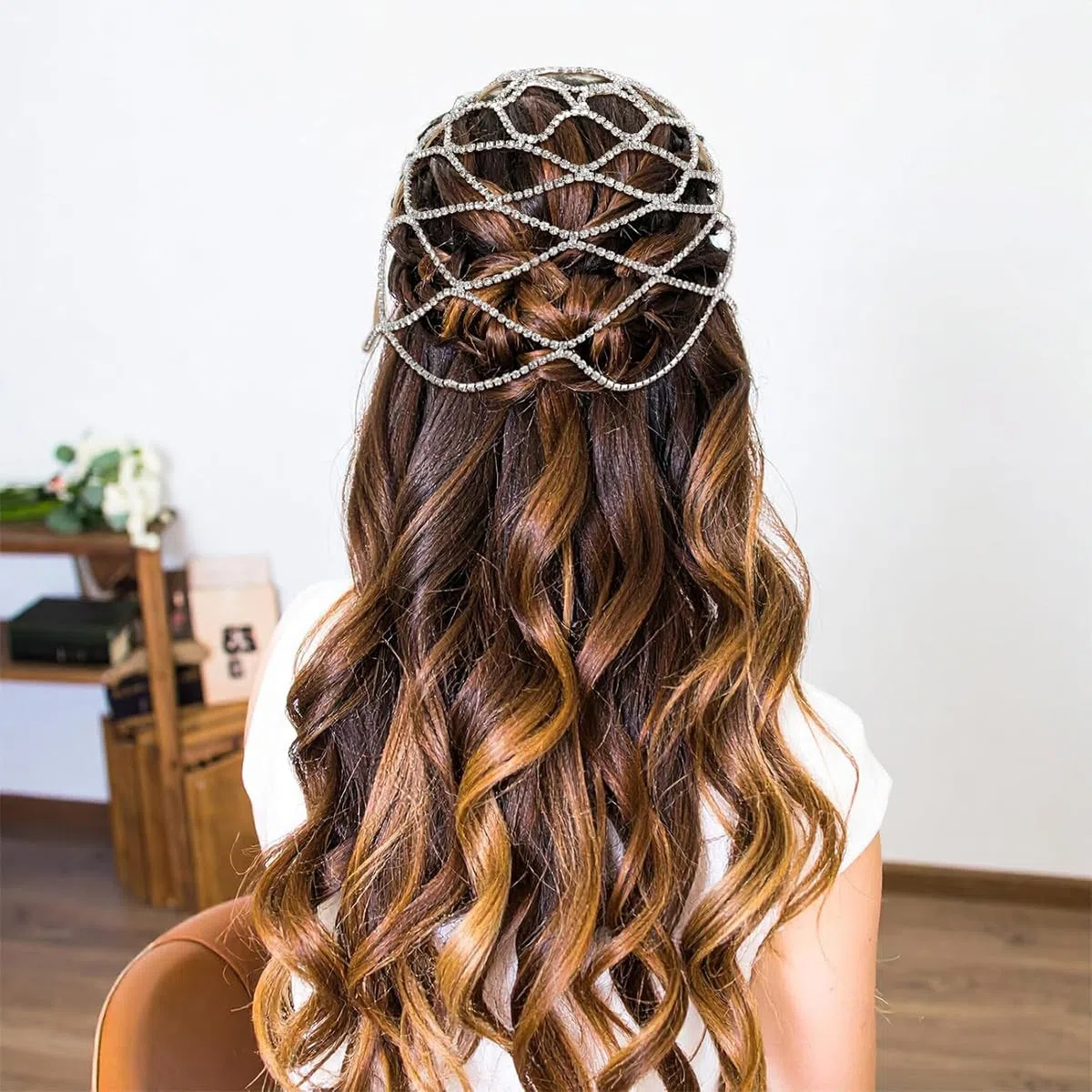 Copricapo in rete di strass, fascia per capelli in rete di strass, per accessori per capelli vintage anni '20