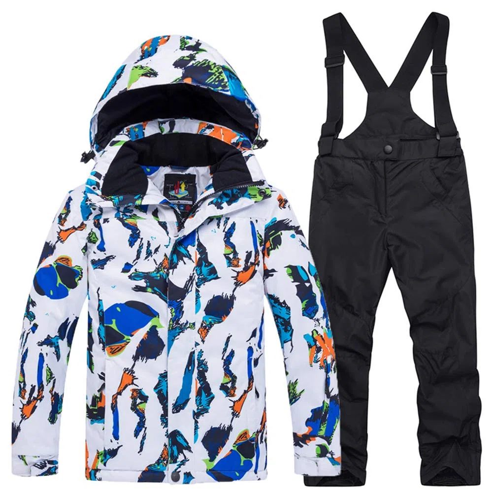 Bambini Ragazzi/Ragazze 2 Pezzi Set da Sci Antivento e Impermeabile Tuta da Sci Pantaloni + Giacca Sport Invernali