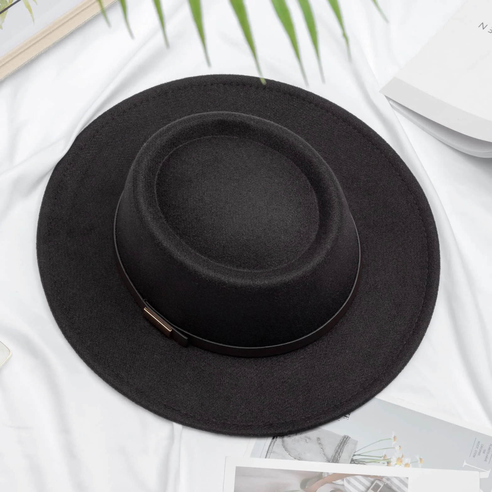 DRESHOW Cappello a tesa Larga Fedora per Donna Cappello Floscio Panama Retrò con Fibbia per Cintura