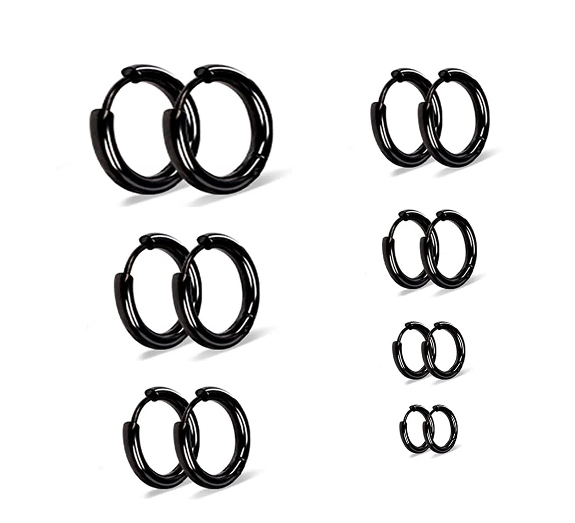 7 paia di orecchini a cerchio in acciaio inossidabile, anelli nasolabiali, accessori per orecchini a cerchio cartilagineo maschio e femmina 8mm 10mm 12mm 14mm 16mm 18mm 20mm