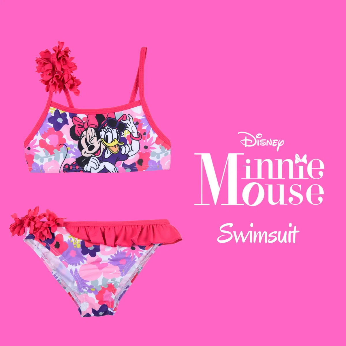 Disney Minnie Mouse e Daisy Bikini per Bambine, Costume da Bagno Estivo Due Pezzi per Bambina, Taglia 6 Anni | Rosa