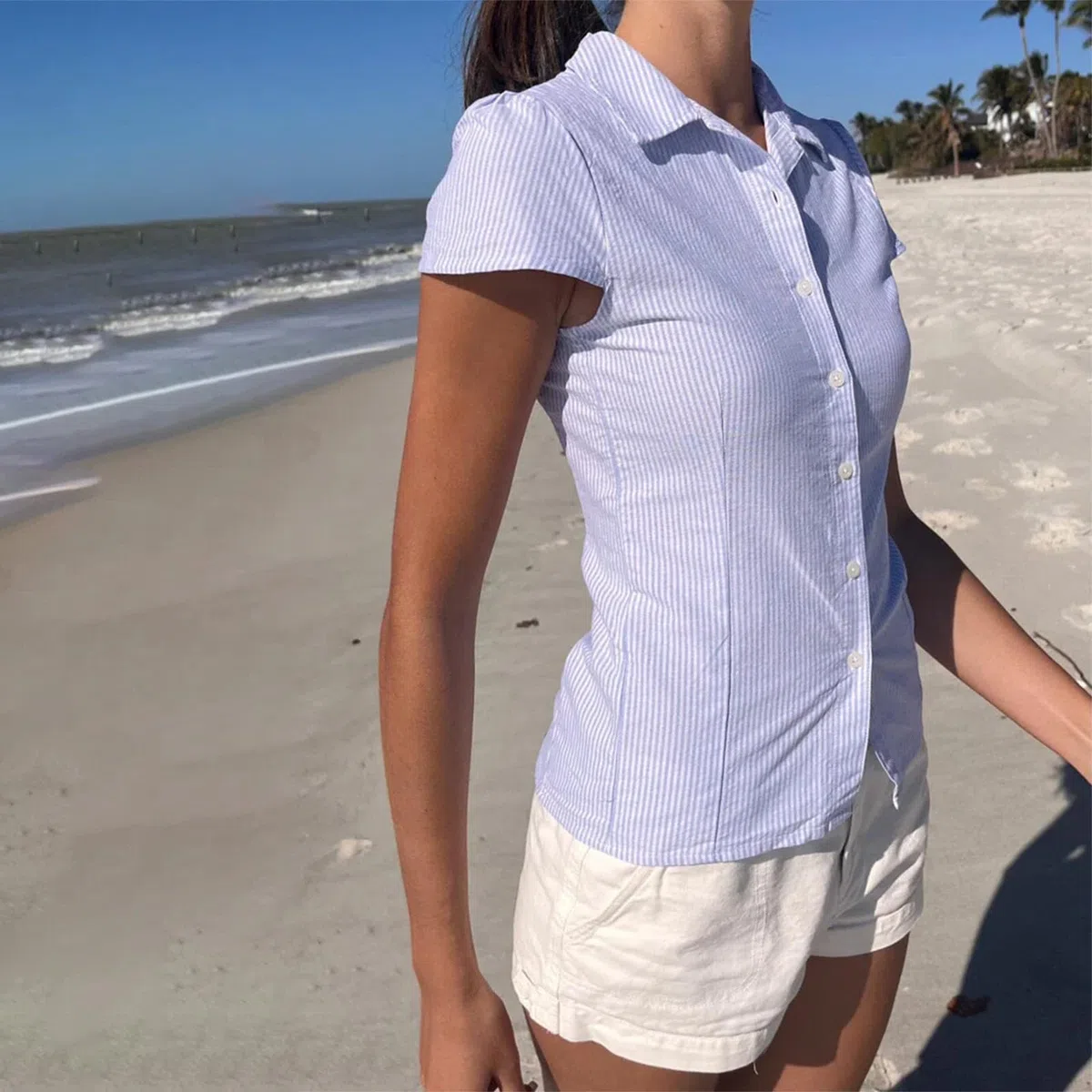 Camicia da donna Y2k a maniche corte con bottoni a quadri coquette top estivi retrò a quadretti camicetta slim fit crop top