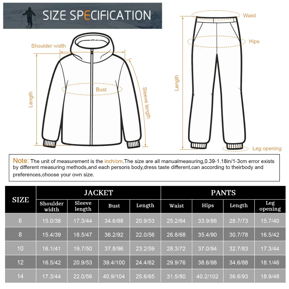 Tuta de Neve Inverno Bambini Tuta de Sci 2 Pezzi Giacca + Pantaloni Abbigliamento da Sci Ragazzi e Ragazze Impermeabile