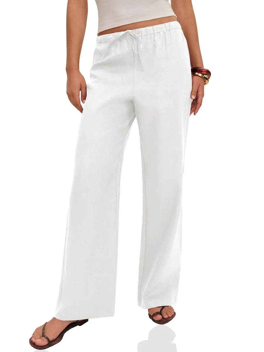Cicy Bell Pantaloni da donna in cotone, per il tempo libero, elasticizzati, con coulisse, con tasche