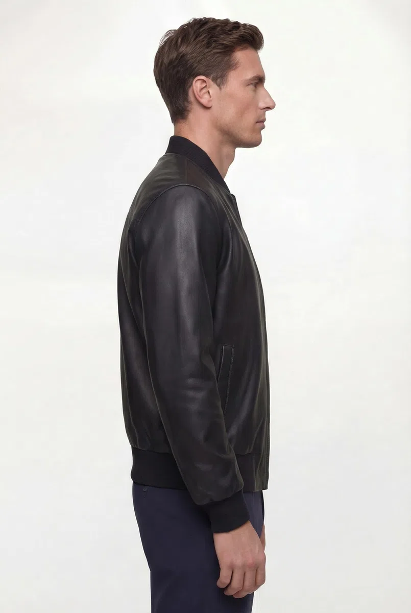 BARONE giacca pelle uomo, giubbotto pelle uomo foderato bomber in pelle, per ogni occasione la migliore giacca in Made in Italy RICCARDO