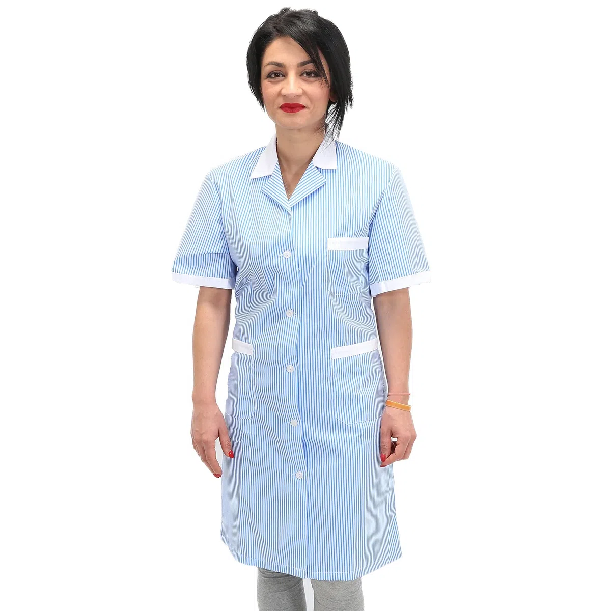 Camici da Lavoro Donna Imprese di Pulizia Operaia Domestica Cameriera AI Piani (L, Righe Azzurre)