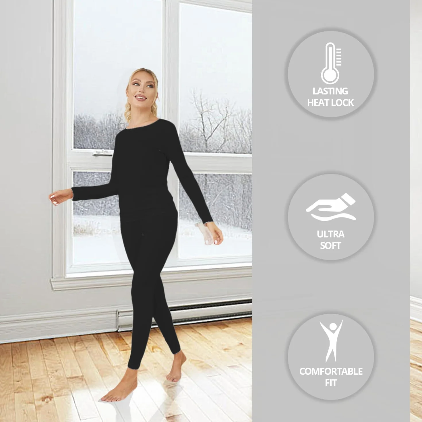 Channo Strato Base Termico Donna Morbido Leggero Caldo e Traspirante Disponibile Come Maglia Pantaloni o Set