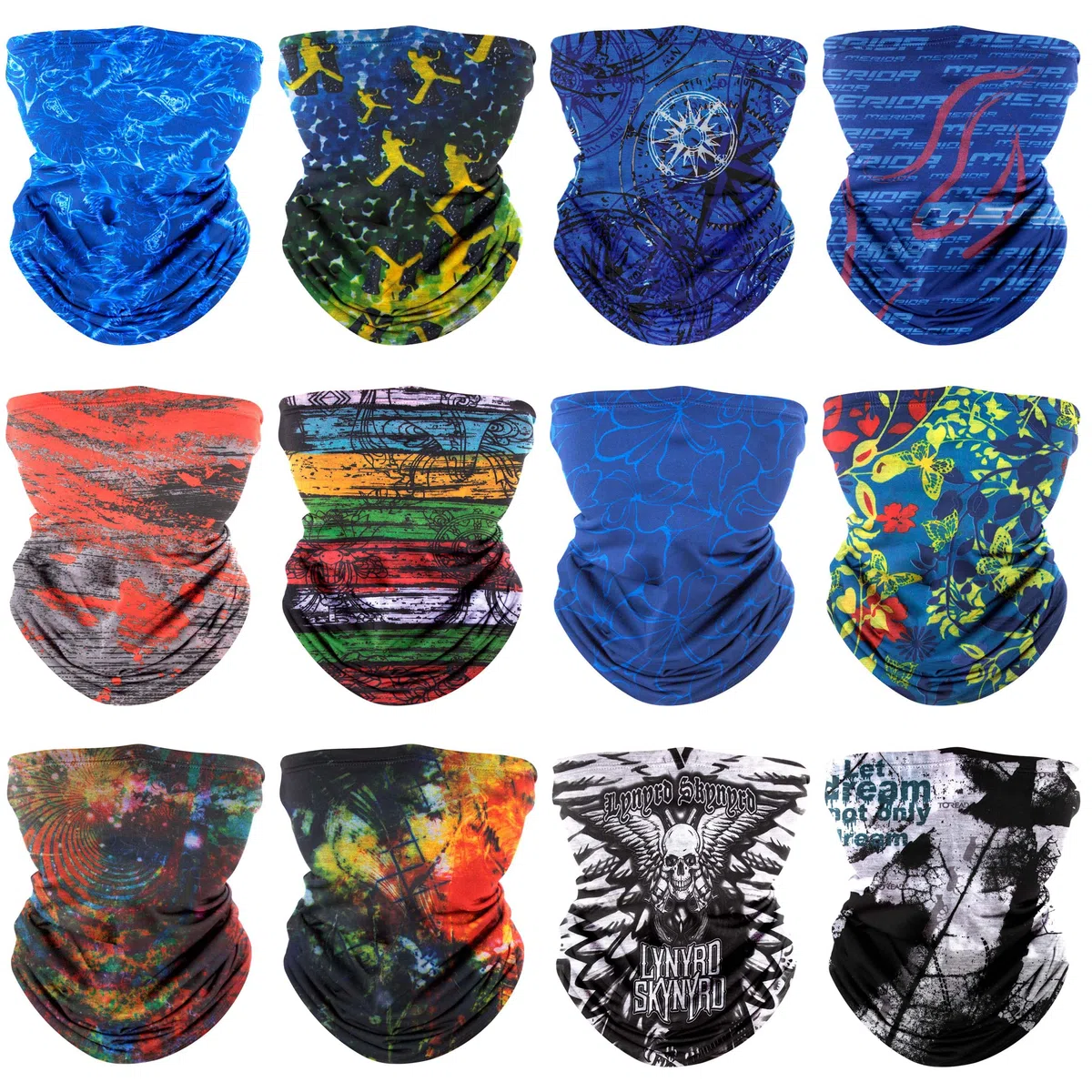 Multifunzione Fascia Bandana Sciarpa, 12 Pezzi Versatili Copricapo Foulard Scaldacollo Fazzoletto da Collo Elastico Senza Cuciture per Yoga, Ciclismo, Climb, Hiking