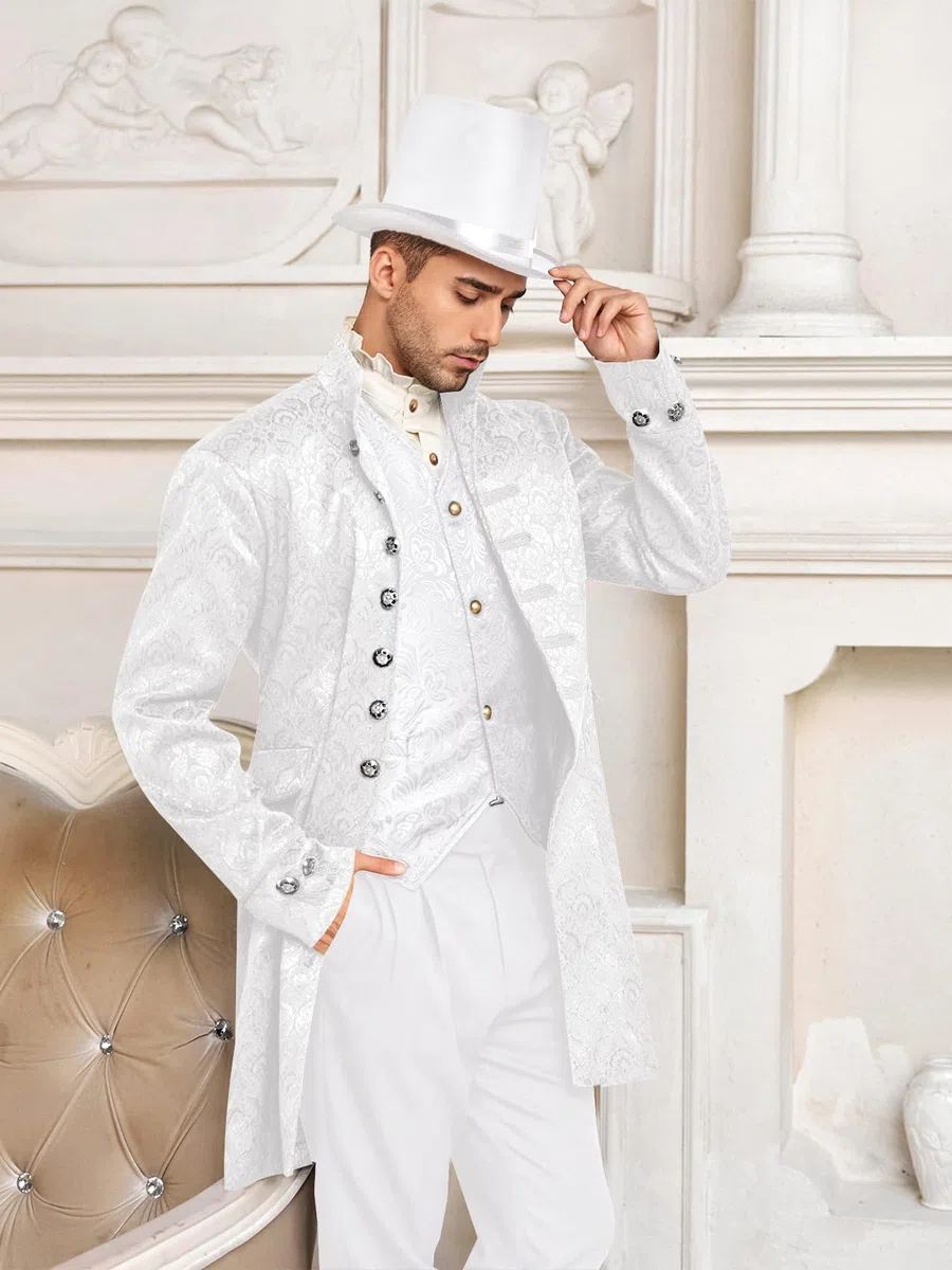 Runcati Steampunk Frack cappotto smoking vittoriano rinascimentale pirata vichingo costume gotico da passeggio uomo giacca medievale