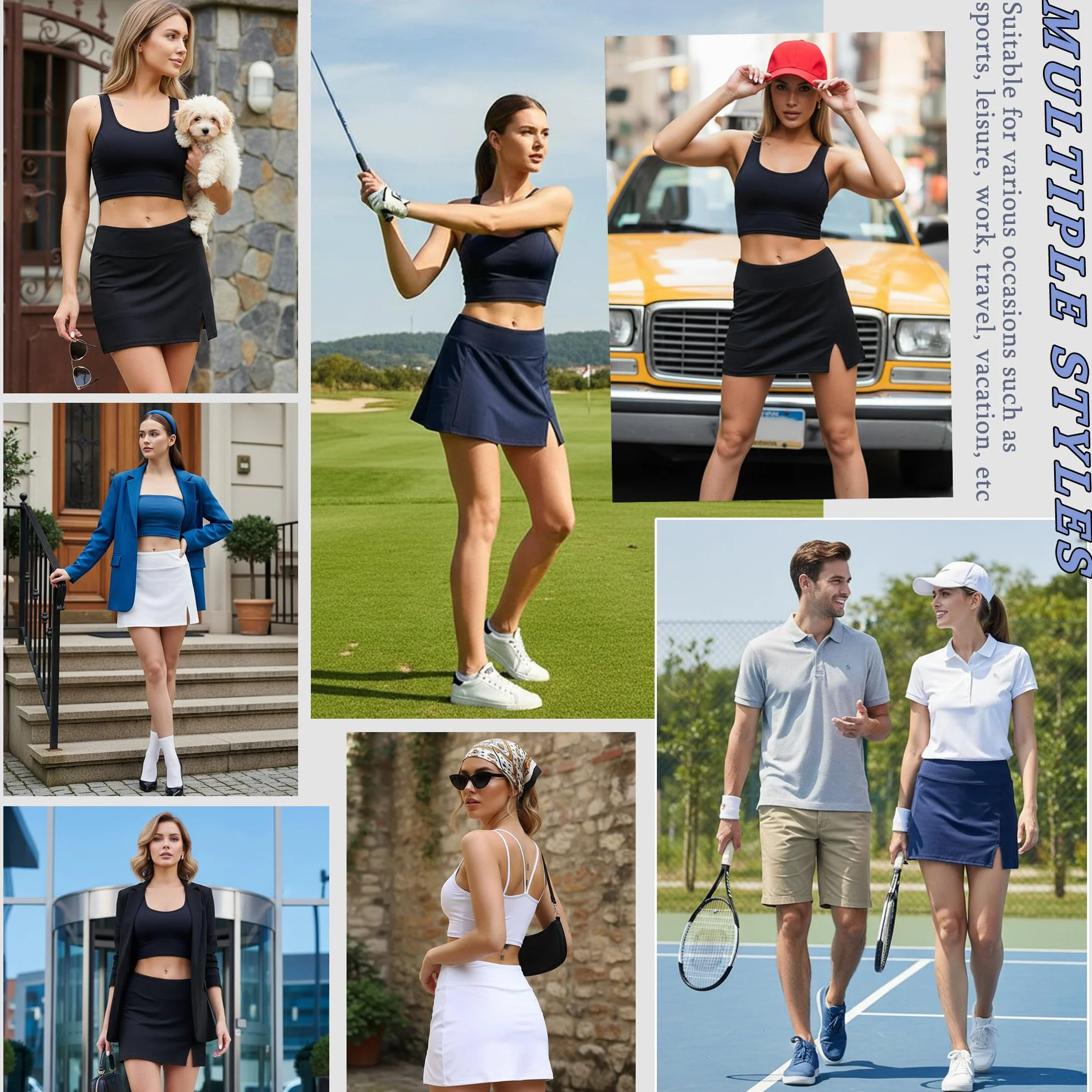 Gonna Tennis Donna con Pantaloncino Vita Alta Gonna Sportiva Corta con Tasche per Corsa Yoga Golf Escursionismo