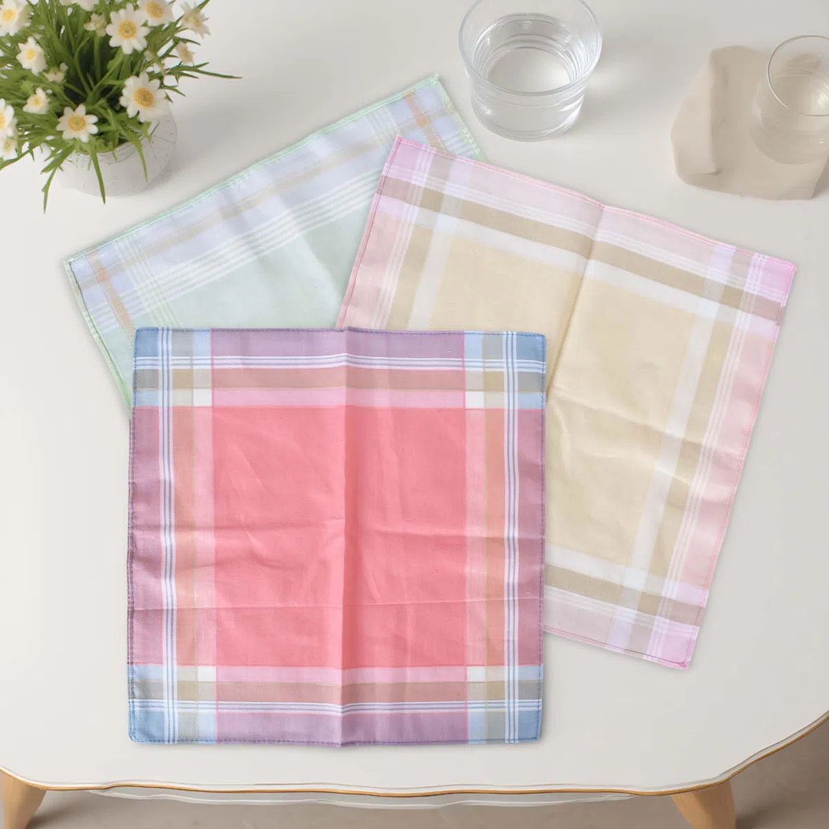 15 Fazzoletti di Stoffa in Cotone 100% - Morbidi e Assorbenti, 29x29 cm - Fazzoletti Riutilizzabili Ecologici per Viso e Naso, Ideali per Pelli Sensibili, Viaggio e Regalo