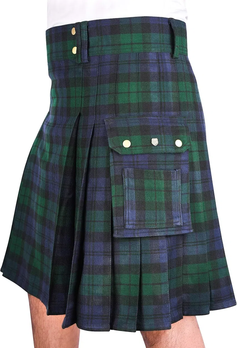 Kilt in Tartan per Uomo Kilt in Tartan con Cinghie e Ampie Tasche Cargo