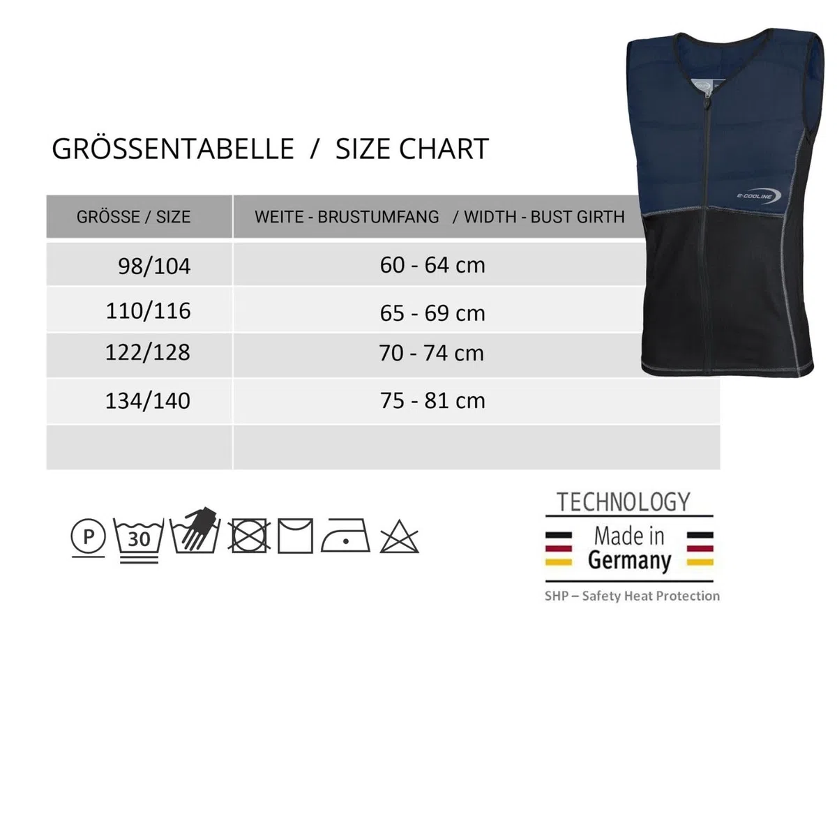 E.COOLINE Powercool SX3 ShirtVest bambini | camicia refrigerante per bambini | gilet refrigerante da índossare - con protezione dei reni | lavabile