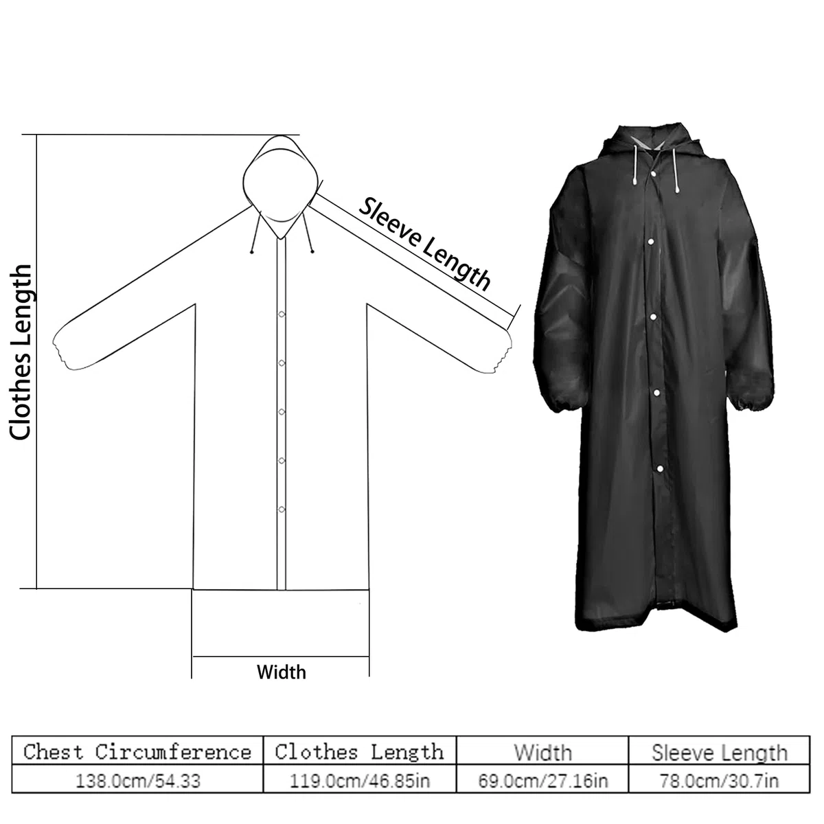 2 Pezzi Mantella Antipioggia, Portatile Poncho Antipioggia, Riutilizzabile Poncho Pioggia, per Escursionismo, Campeggio, Ciclismo, Pesca (Nero)