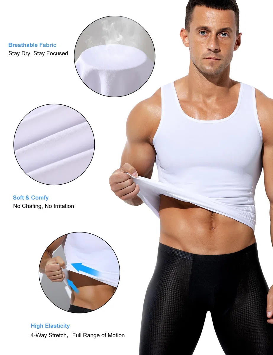 Casey Kevin Canotta Compressione Uomo Contenitiva Canottiera Dimagrante Uomo Snellente Fitness Canottiera Shapewear Fascia Pancia Canottiera