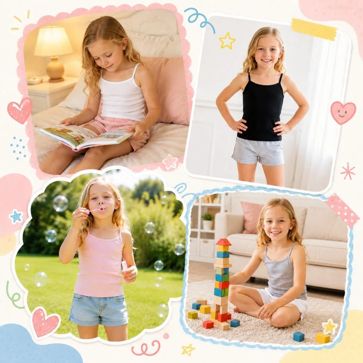 4 Pack Bambini Classic Solid Camisole Undershirt per 2-10 Anni Ragazze del Bambino Cotone Racerback Tank Top Multipack
