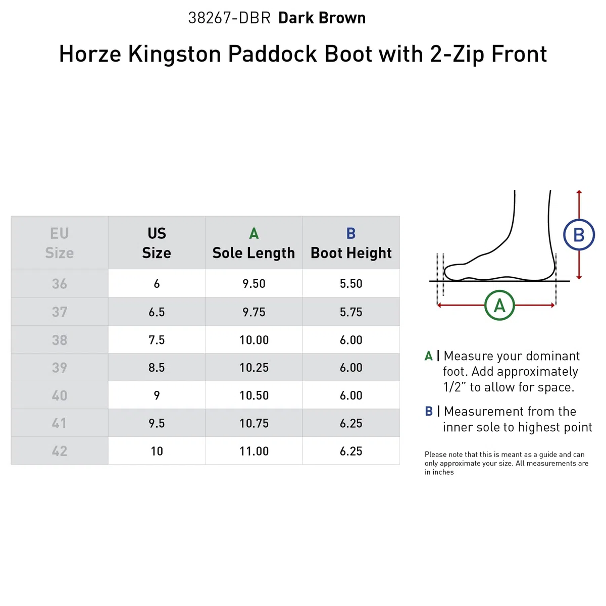 HORZE Stivaletti da equitazione da donna Kingston, Jodphur con doppia chiusura lampo