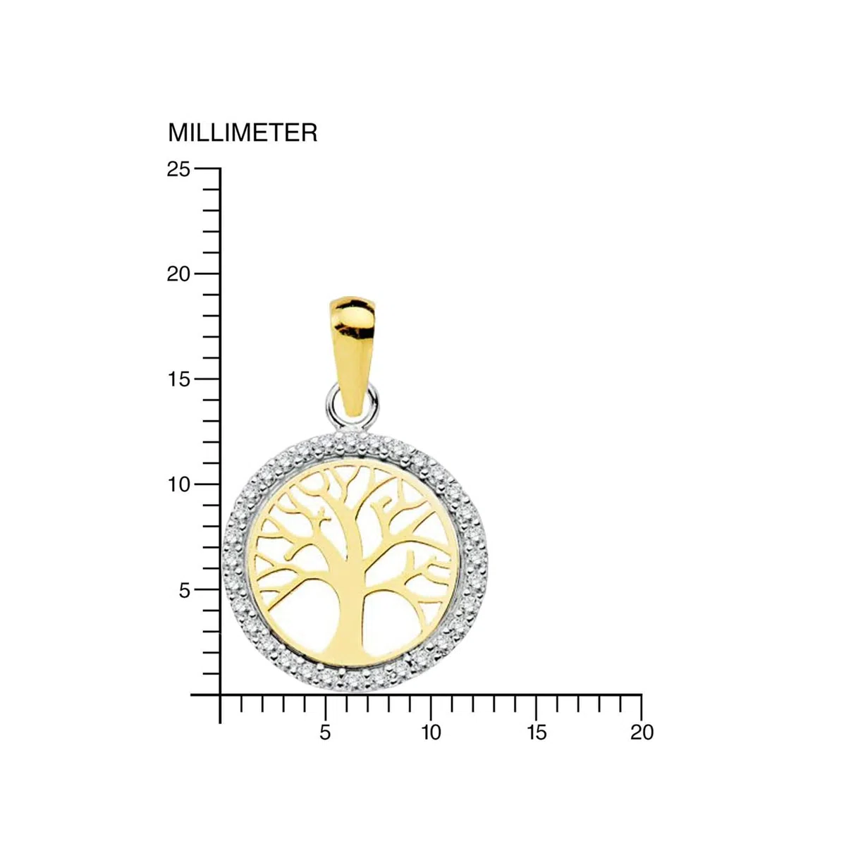 Monde Petit Pendente per bambini rotondo - due ori 18k (750) - Scatola Regalo - Certificato di garanzia